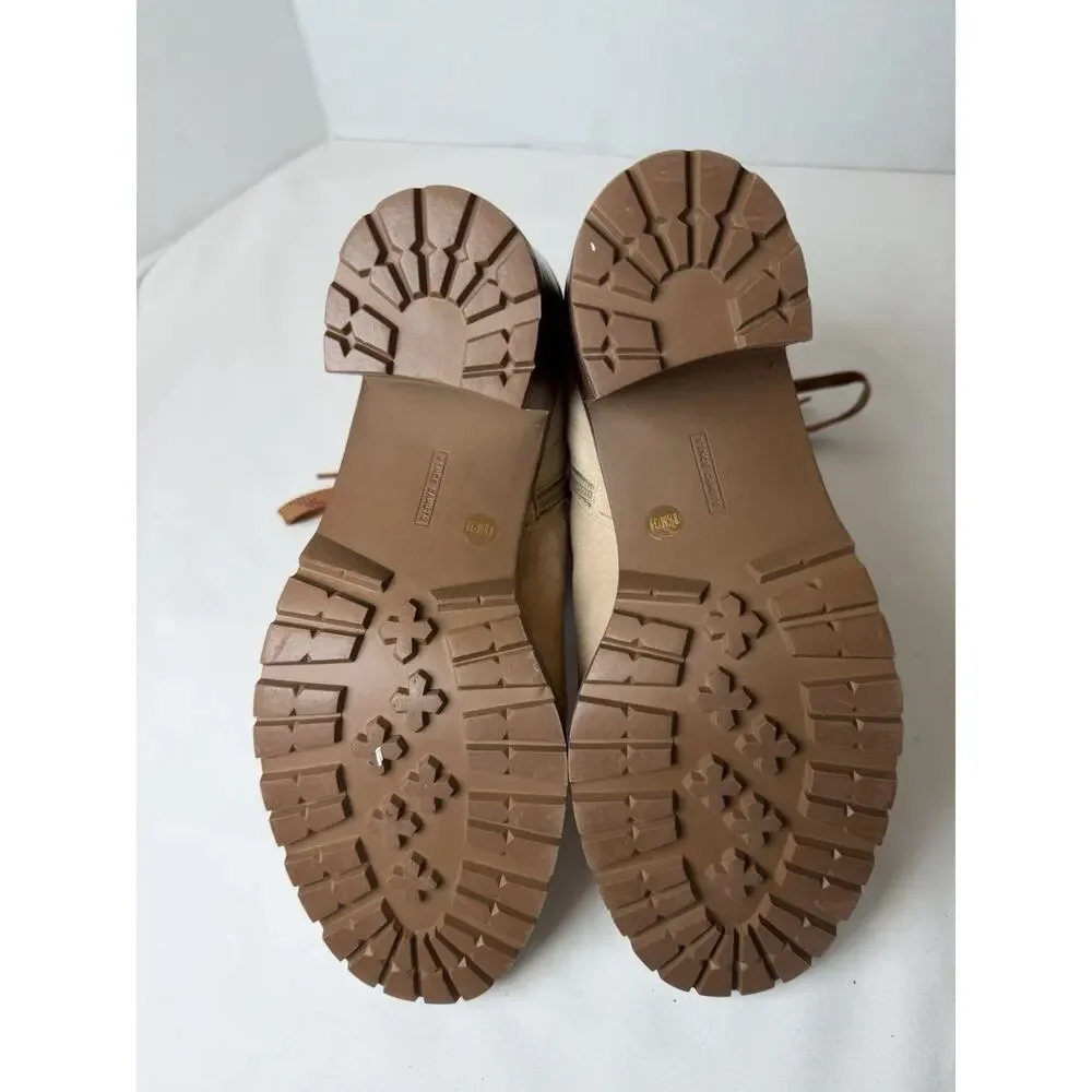 Vince Camuto Leather-Suede Lace-up Ankle Boots Sz 8.5 M Gaviana Figi